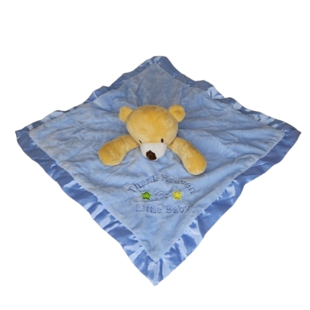 Blue Security Blanket Baby Blanket with Teddy Bear Tummy Time
